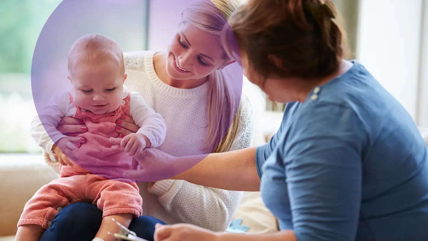 A health visitor professional seeing a family